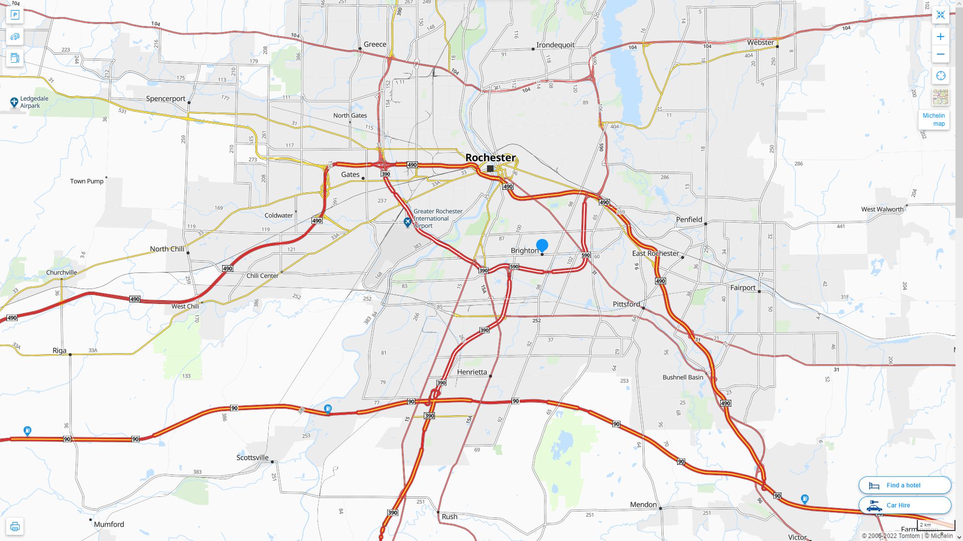 Brighton New York Highway and Road Map